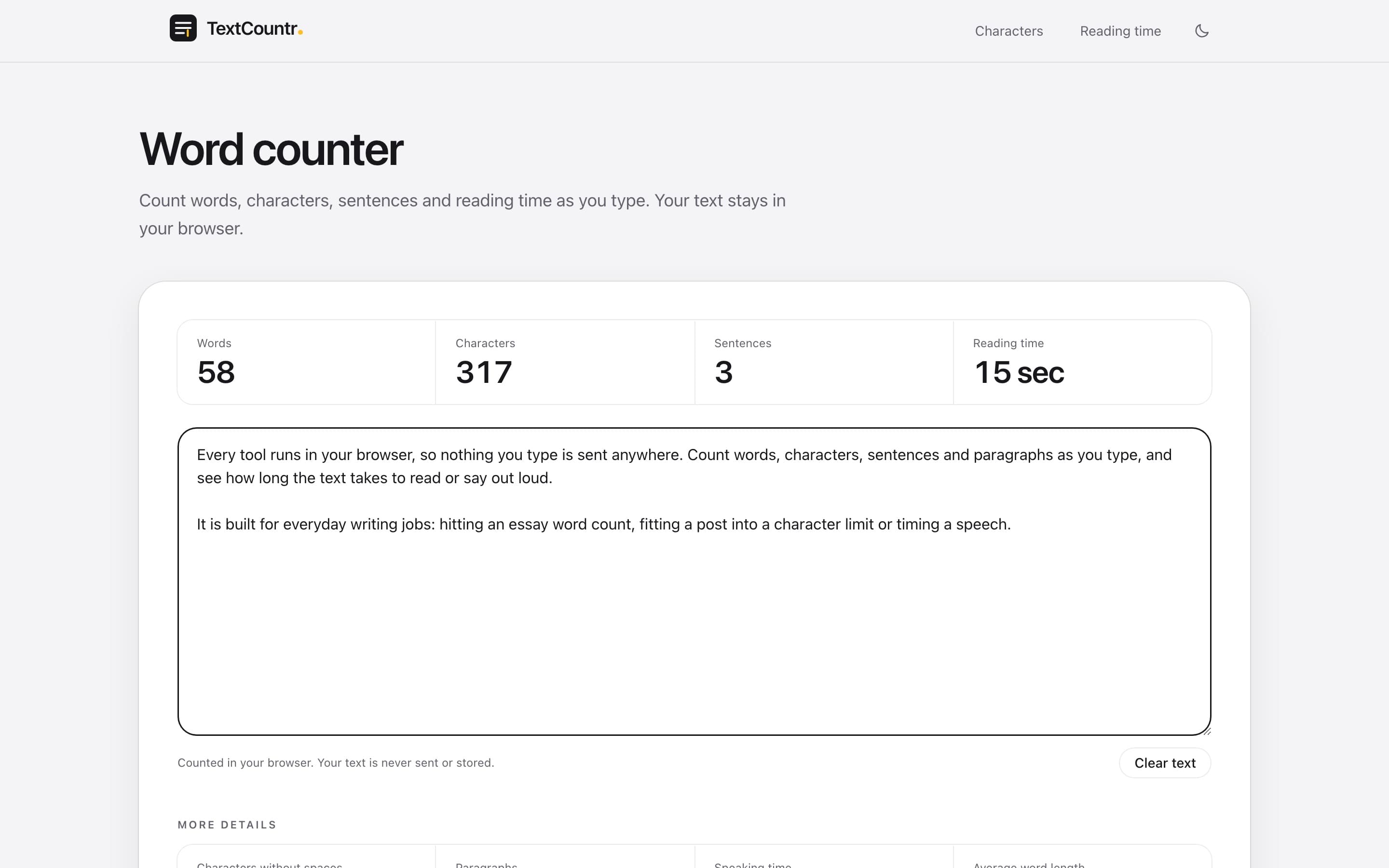 TextCountr på textcountr.com